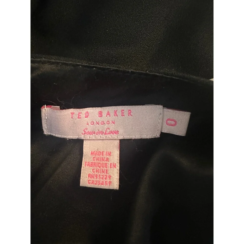 Ted Baker Womens Black Beaded Bow Sheath Mini Dress Size 0